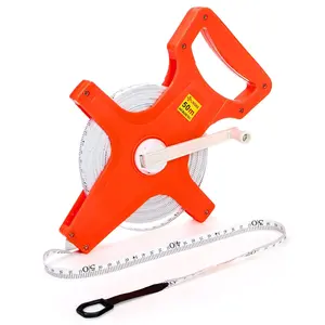 Open Reel Fiberglass Tape Measure, 165 Feet/50 Meters, 1/2 Inch Dual Sided Inch & Metric Scale Retractable Long Measuring Tape for Engineers, Yard, Field Projects