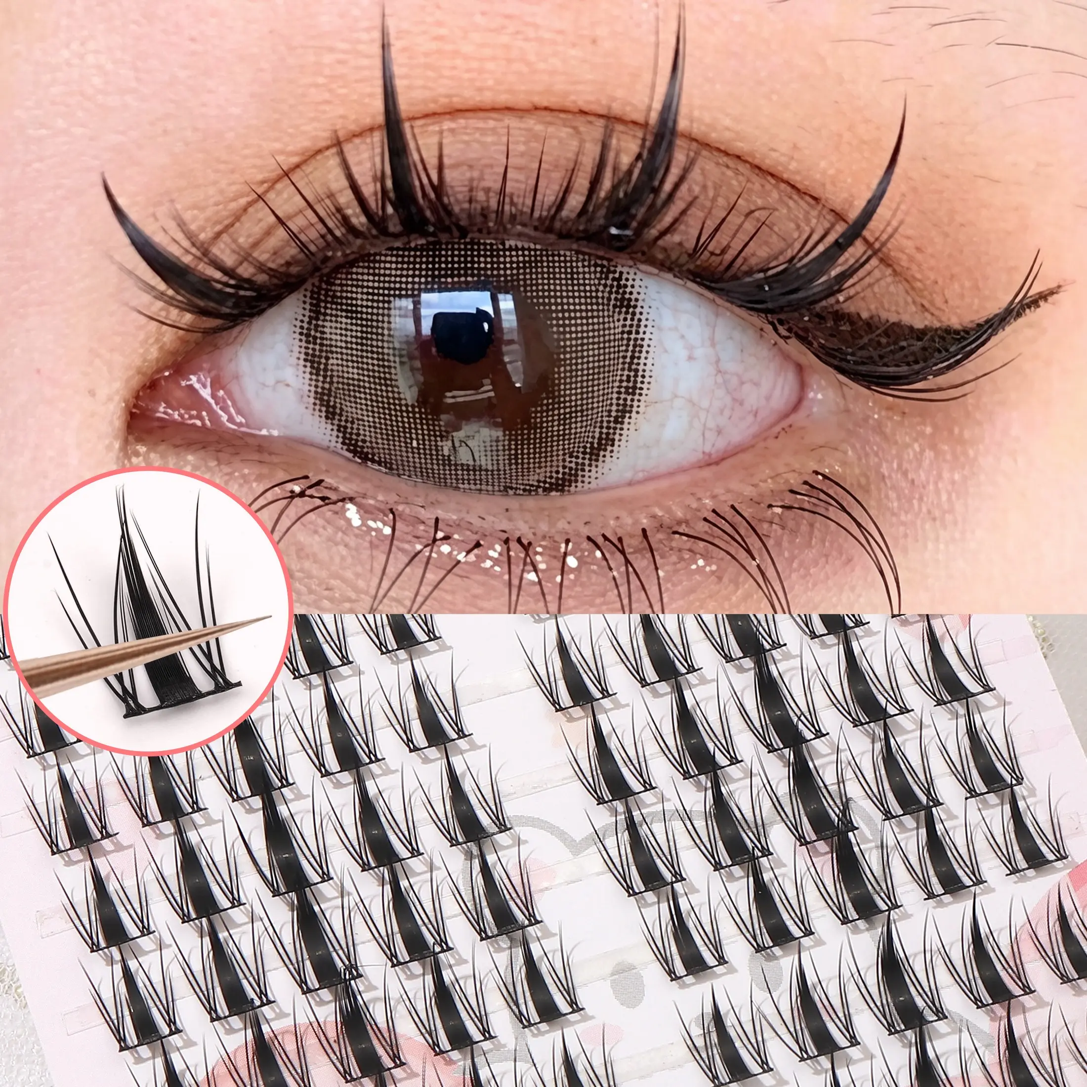 100 Pairs Cartoon Comic False Eyelashes, Sharp Tail Anime Cosplay Lashes, Segment False Eyelashes for Travel, Christmas, Etc