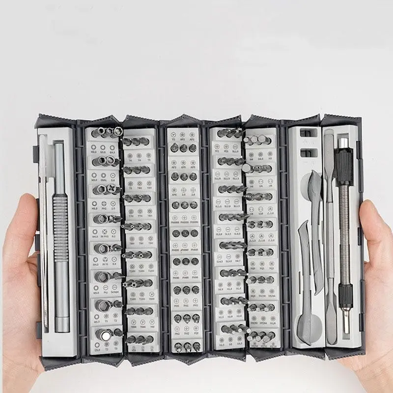 128-In-1 Book Cylinder S2 Hex Shaped Portable Home Maintenance Screwdriver Tool Set, Compact and Versatile, Ideal for DIY Projects