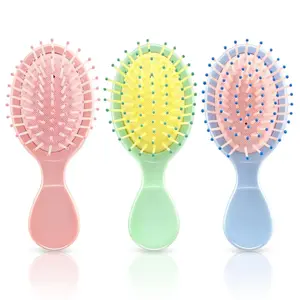 3Pcs Mini Wet Hair Brush Set, Tangle-Free Detangler with Soft Bristles for Dry & Wet Hair, Compact Lightweight Quick Drying Mini Travel Products (Pink, Green, Blue)
