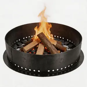 Garvee 36 Inch Smokeless Fire Pit Ring - Heavy Duty Rust-Proof Steel Firepit Liner - Easy 8-Piece Assembly with Ventilation Holes for Full Wood Burn - Outdoor Above & Underground Rim for Backyard Camping