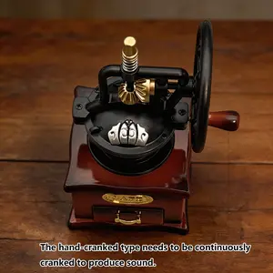 Hand Crank Music Box Desktop Decor, Coffee Machine Shape Vintage Ornament, Retro Tabletop Decoration, Café Atmosphere Music Box