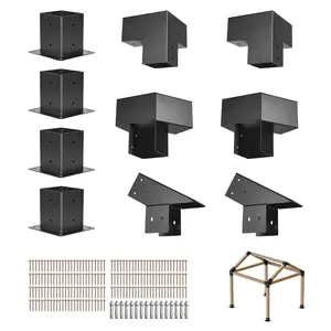 VEVOR Pergola Kit, 4x4 Inch Pointed-Roof Pergola Brackets for 3.5x3.5 In Lumbers in Actual Size, 3-Way / 4-Way Gazebo Bracket with Post Bases & Ridge Brackets for Outdoor Pergolas Gazebo Shed, 14 Pcs
