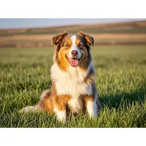 Xmas Gift Australian Shepherd Diamond Art DIY Kits Full Round Drill Rhinestones by Number Embroidery Living Room Bedroom Home Wall Decor 12x16 inch New Year, Valentine's Day Gifts