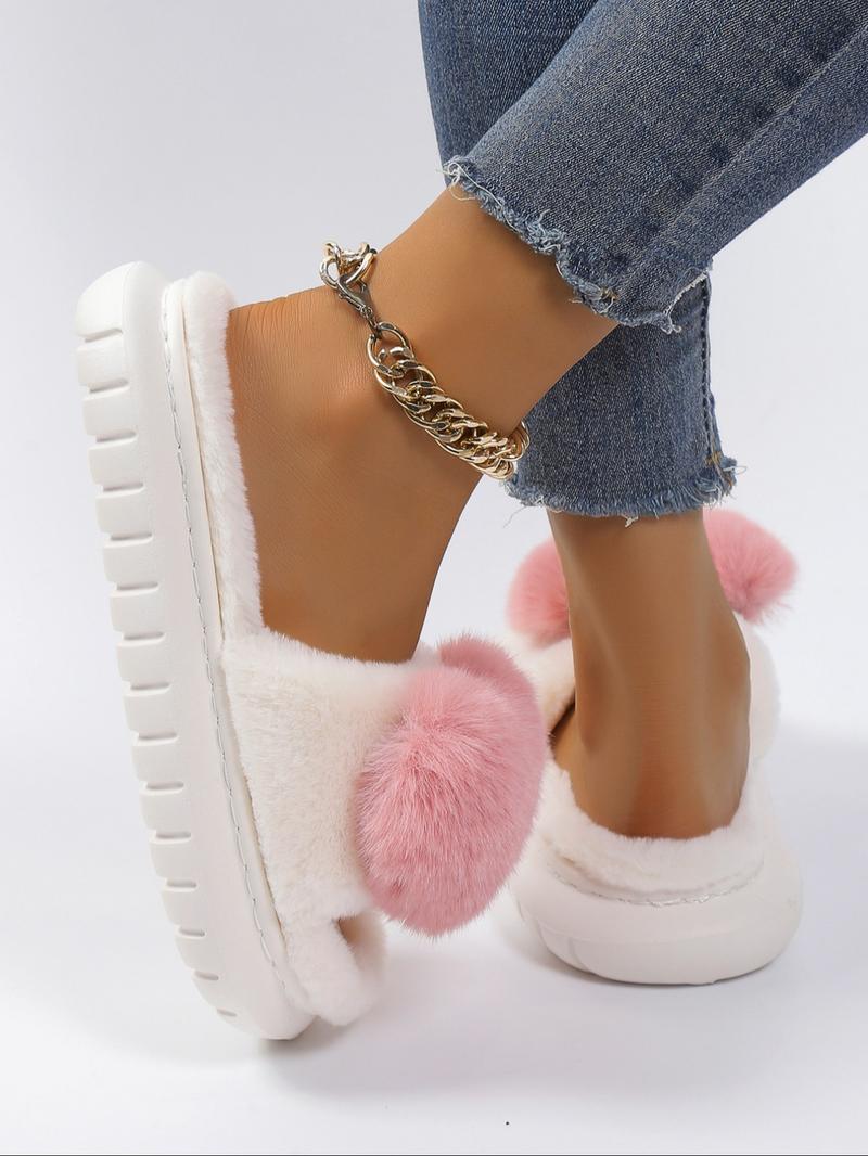 2025 Women Cute Pink Heart Design Plush House Fluffy Designer Slide, Casual Soft Fuzzy Warm Slippers, Soft Comfy Home Footwear, Warm Slippers for Indoor & Outdoor Use, Girl's Comfort Walking Shoes, Gifts for Her