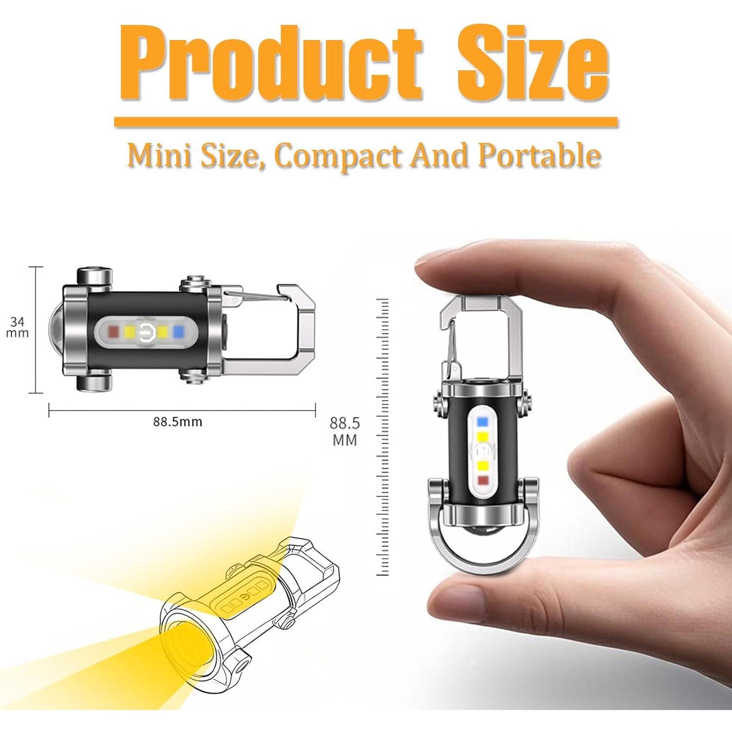 Rechargeable Mini Keychain Flashlights, 2-Pack Pocket Lights for Outdoor Adventures & Emergency Lighting (Black)