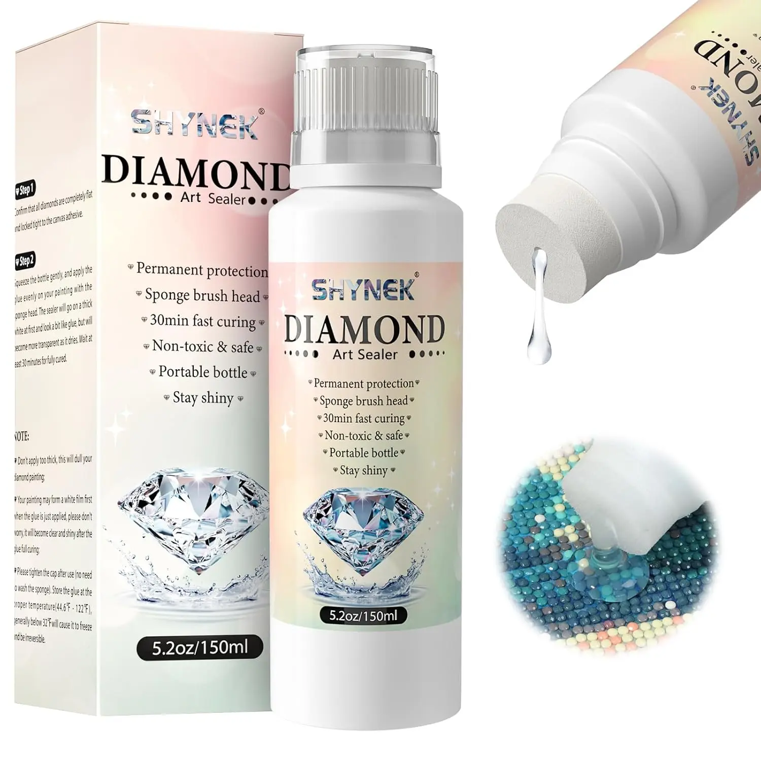 Diamond Art Painting Sealer 150ML, Jigsaw Puzzle Glue Diamond Art Glue Sealer for Diamond Art, Diamond Art Glue Supplies, Fast-Drying, Permanent Hold & Shine