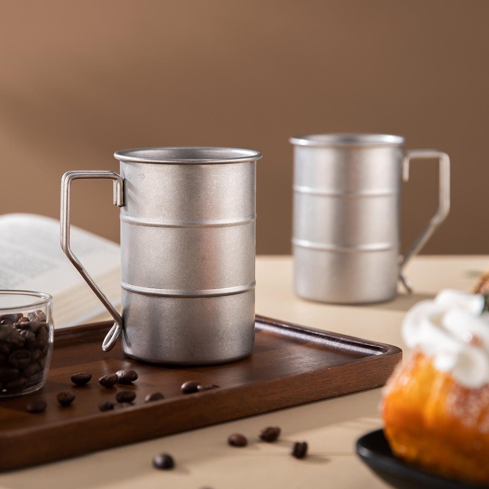 Stainless Steel Coffee Mug, 16oz Beer Cup, Vintage Bamboo Style, Ideal for Collectors & Parties, Outdoor Camping Water Bottle