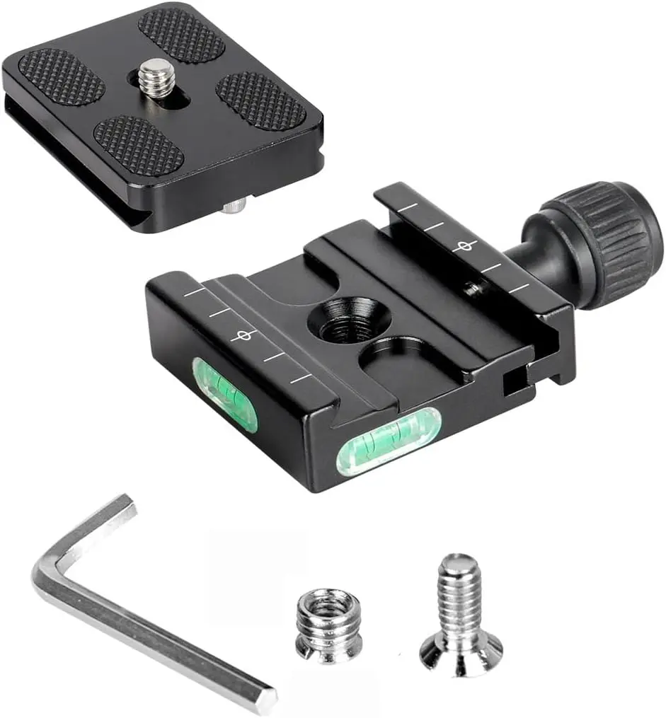 50mm Quick Release Plate & Clamp Set - Aluminum, Arca Swiss | QR Plate Adapter with Clamp, Arca-Swiss Standard Compatible, for DSLR Camera Tripod Ball Head Monopod Gimbal Stabilizer