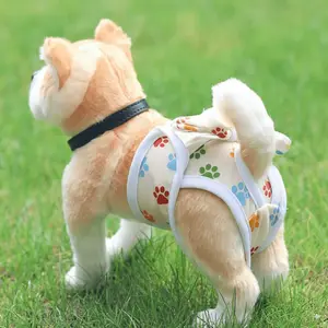 1pc Reusable Adjustable Dog Diaper - Breathable Mesh Pet Hot Pants, Soft Comfortable Fit, Machine Washable for Incontinence And Estrus Management, Cute Bow And Paw Print Design (Multi-Size Suitable for Small to Large Dogs)