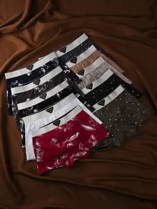 10 Pcs Biweier Women's Cotton Printed Boyshorts, Soft Comfortable, Trendy Elastic Non-Rolling Edge, Ideal for Casual Sports & Home Use