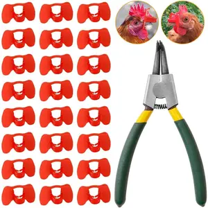 101 Pieces Pinless Peepers with Pliers Set Poultry Blinders Chicken Spectacles Chicken Peepers Pheasant Anti-Pecking Eye Glasses Plier