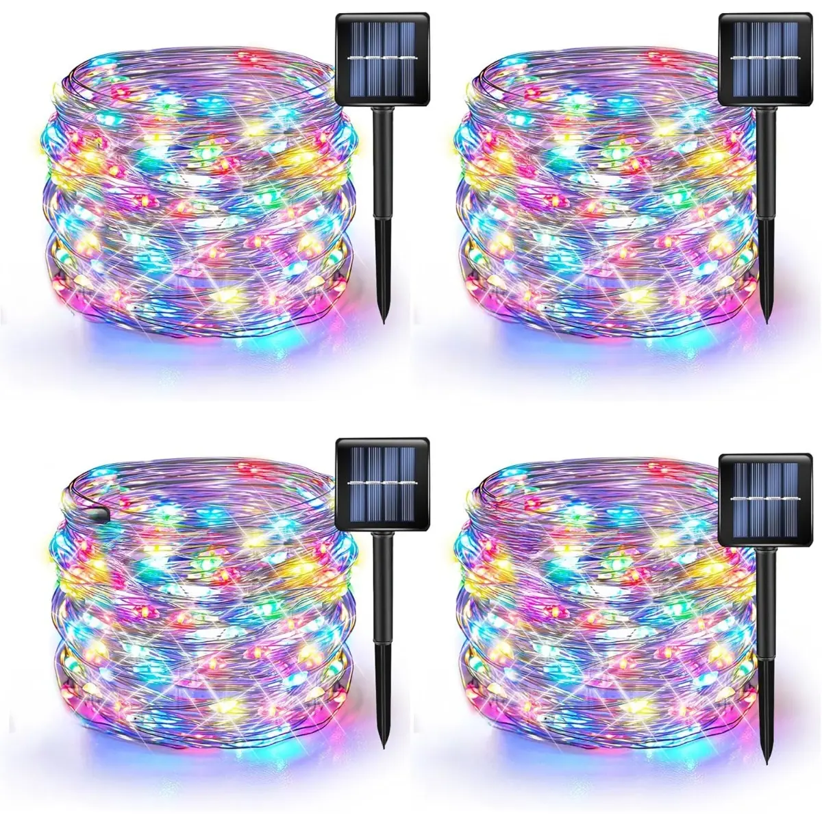 4 Pack 100LED Outdoor Solar String Lights, 8 Modes Romantic Solar Fairy Lights, Suitable for Valentine's Day Easter Christmas Party Wedding Garden Decoration, Ideal Holiday Gift
