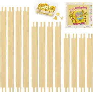 12 PCS Wooden Needlepoint Canvas Stretcher Bars, 6"/7"/8" Sizes with 50 Thumb Tacks, for Embroidery, Needlework, Cross Stitch Frame Set Bundle