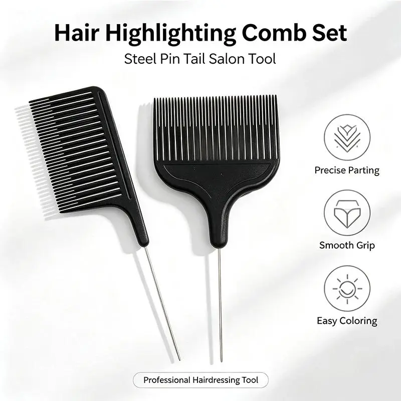 Essential Hair Salon Tools for Barbers Include Highlighting Combs, Tail Combs, Plastic Combs for Styling, And Sectioning Combs f