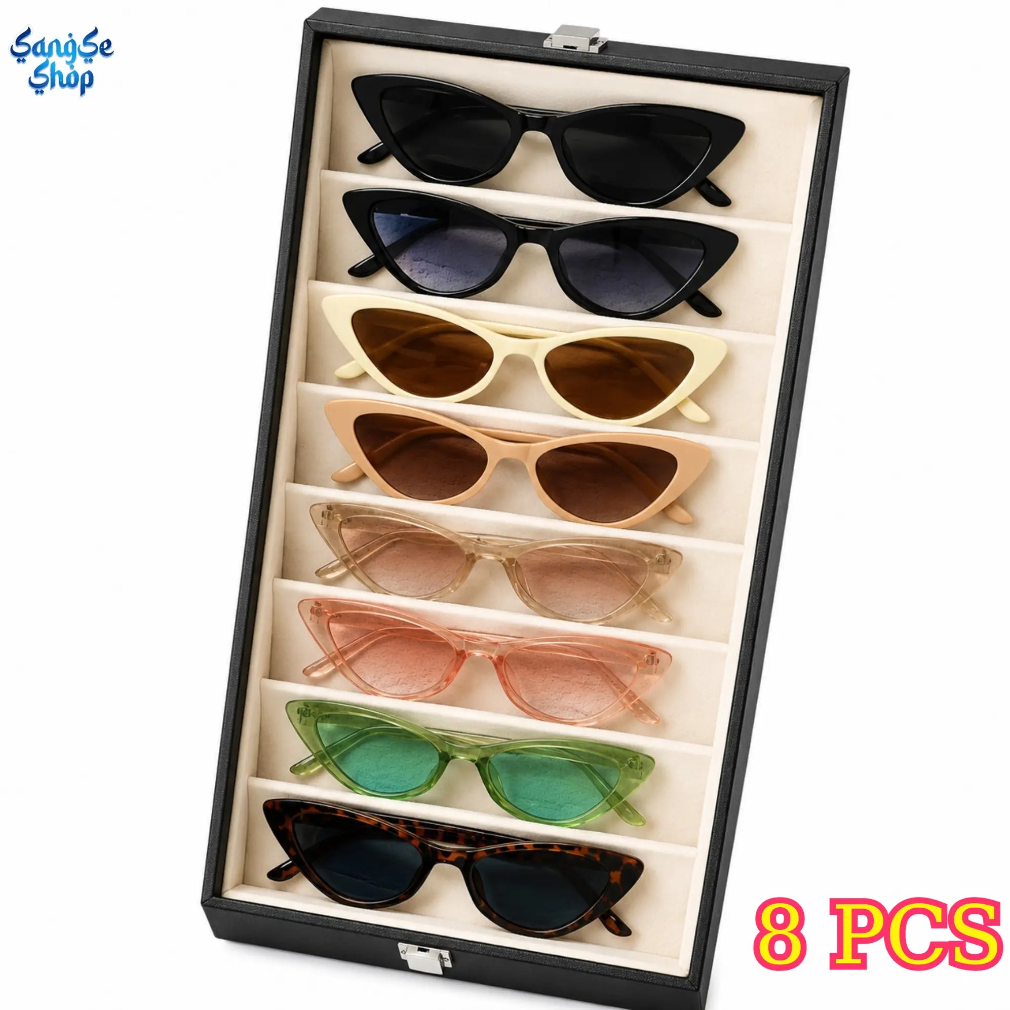 Women's Retro Small Frame Unisex Sunglasses Set - 8-Pack Full Rim Black Frame Black and Gray Sheet Shades with UV Protection for Driving, Womens Sunglasses, European & American Trends, All(8Pcs), Travel/Driving, Female, Cool Sunglasses, Dark Frame Sunglas