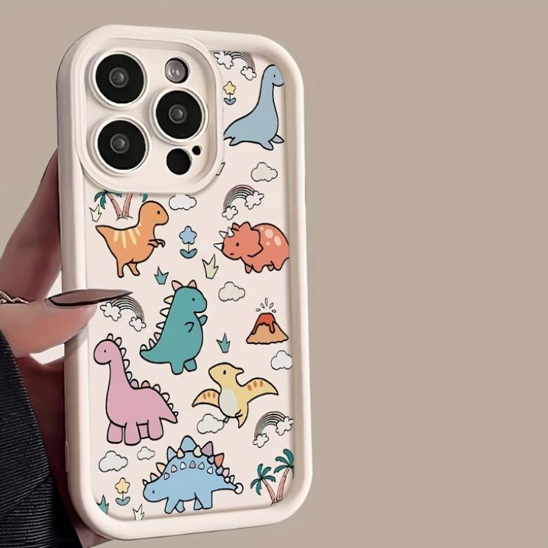 Colorful And Cute Dinosaur TPU Pattern Case for iPhone 16 15 14 Pro Max 13 12 11 XR XS E Plus Shockproof Full Camera Protection Durable slim Silicone Cover