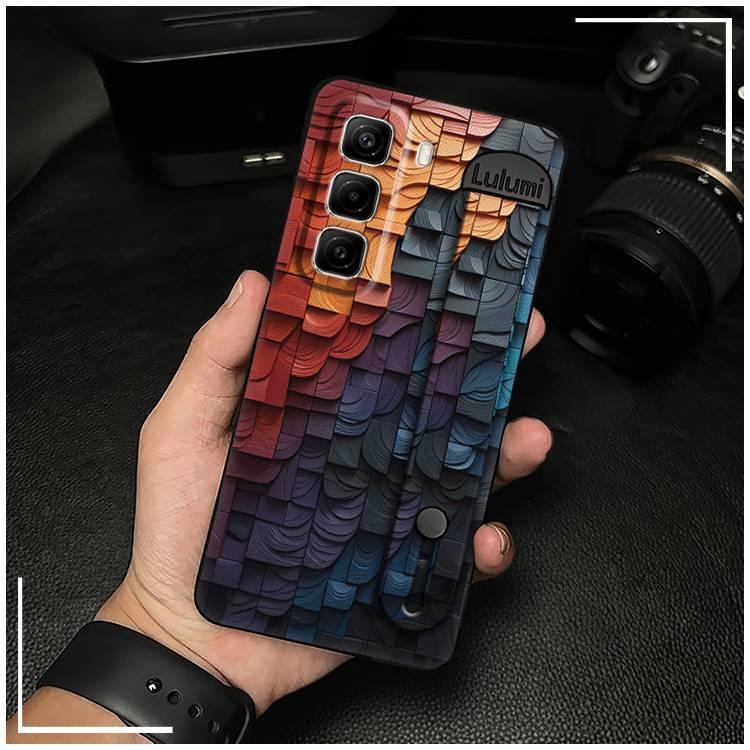 Dirt-resistant Back Cover Phone Case For infinix Hot50 Pro/X6881 Shockproof commerce Plain color masculine Anti-dust geometry Fashion Design simple Phone Holder Waterproof Durable