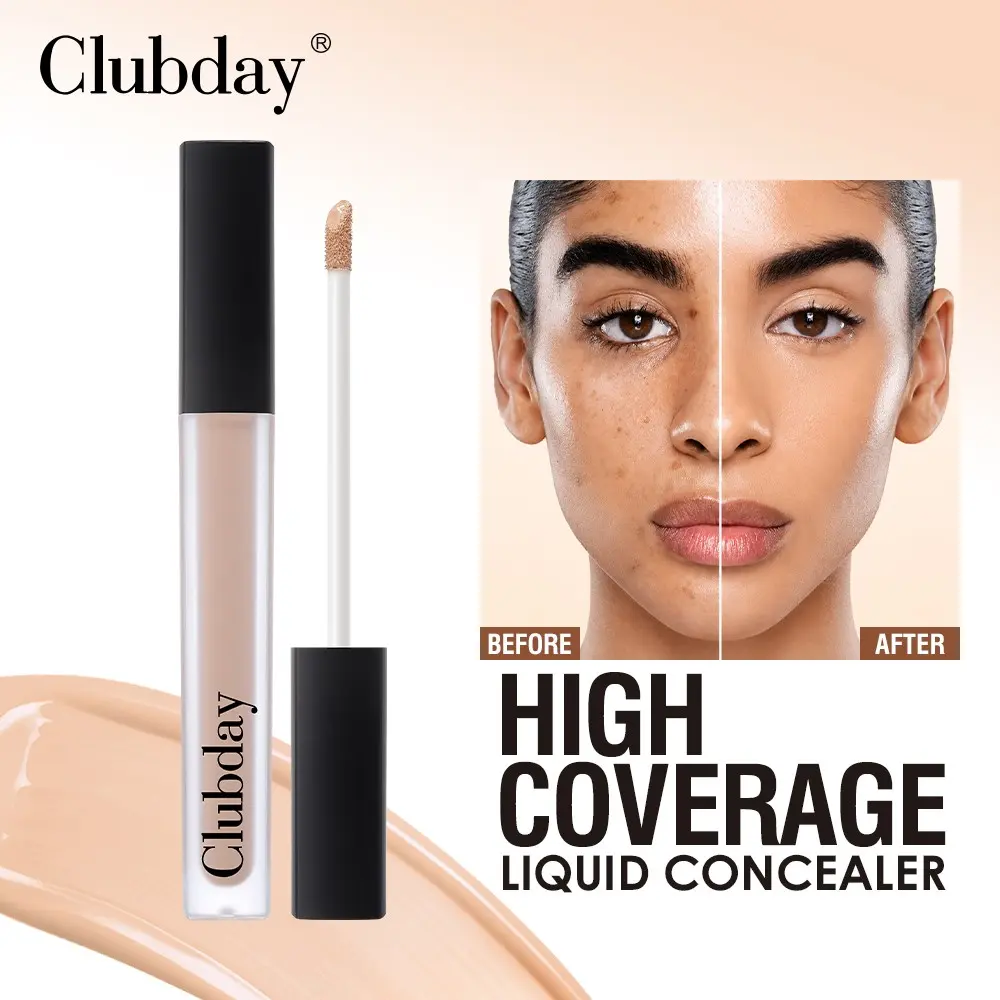 Clubday Liquid Facial Concealer 8 Colors, Full Coverage, Waterproof, Long Lasting, Lightweight, Multi-Use, Brighten Contour Makeup, 3ML