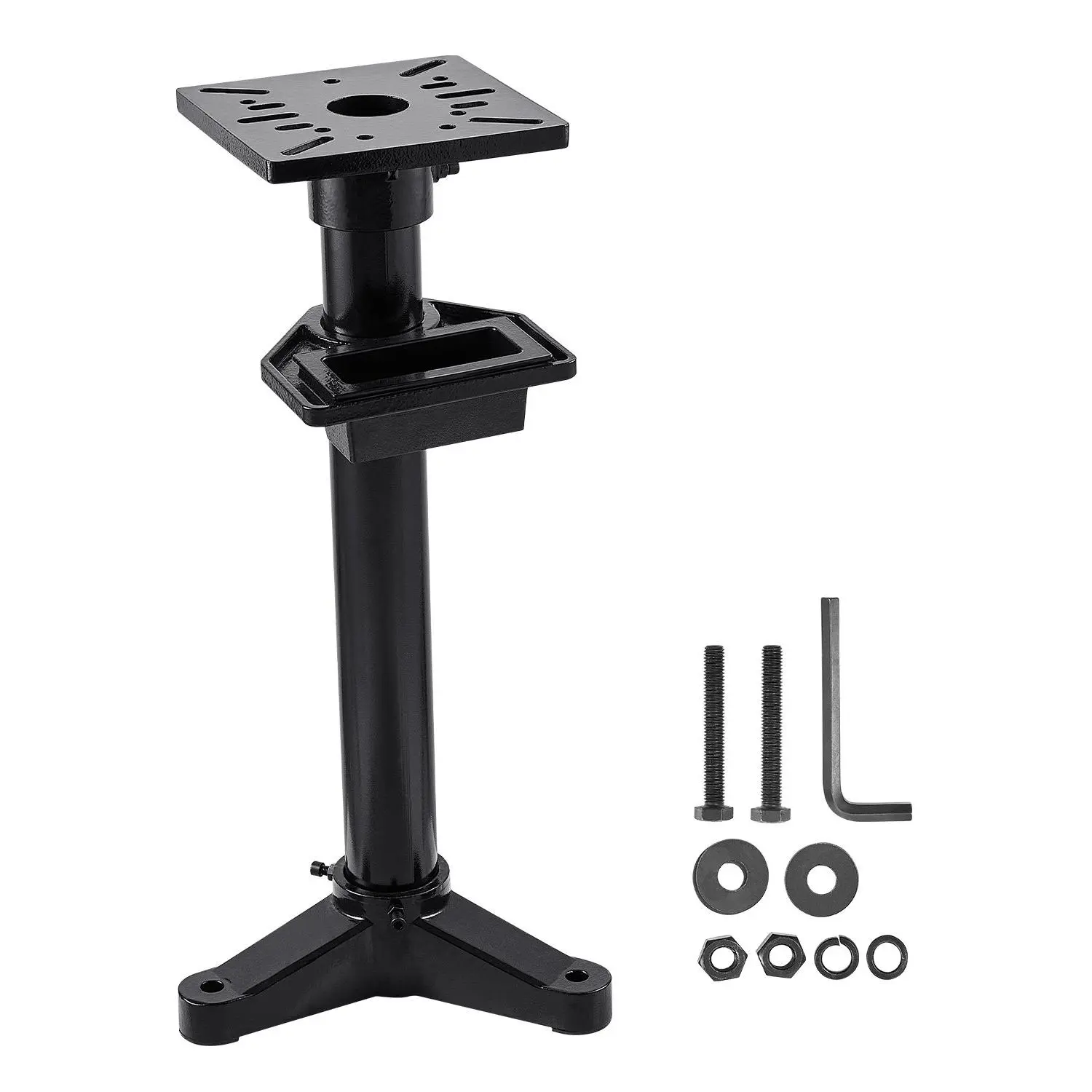 VEVOR Bench Grinder Stand, Heavy-Duty Bench Grinder and Vise Floor Pedestal with 10.6" x 10.6" Mounting Plate, Pre-Cut Mounting Slots Water Pot, Compatible with Most Bench Grinders