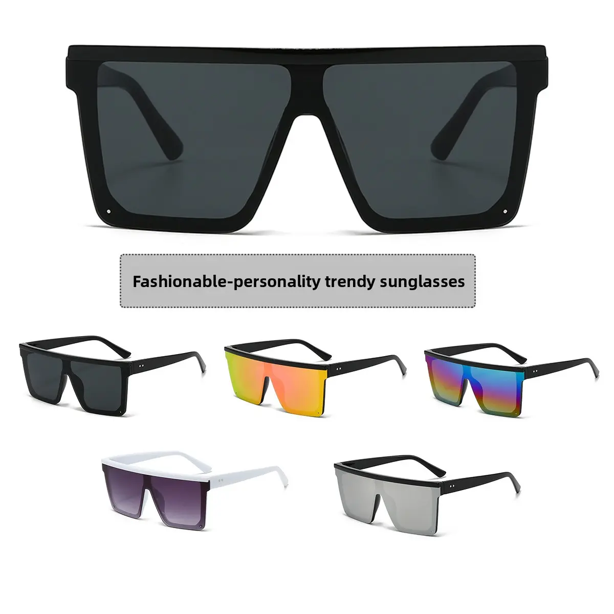 Women's Premium Square Sunglasses - 1-Piece Polycarbonate Frame, European Trend, UV Protection, Colorful Lenses, Fashion Eyewear Accessories