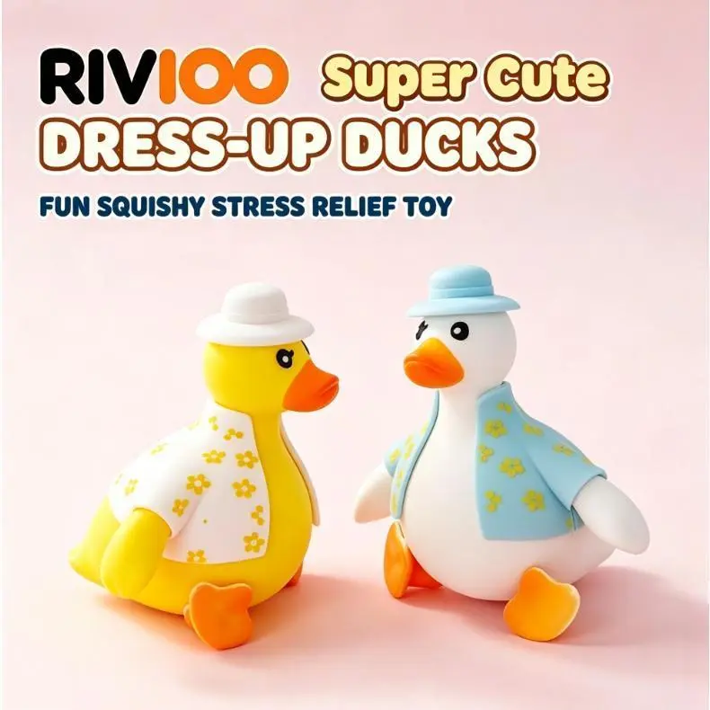 RIVIOO Dress up duck animal pinch music decompression cartoon animal doll decompression toy wholesale venting artifact