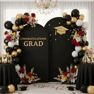 Black Arch Cover Set of 2 (7.2FT & 6FT) Spandex Black Arch Backdrop Covers for Wedding Arch Stand, Graduation, Back to School, Birthday, Baby Shower, Bridal Shower, Wedding