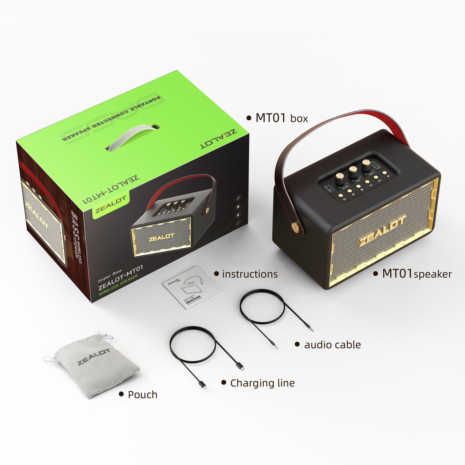 ZEALOT MT01 60W Wireless Speaker, Rechargeable Portable Bluetooth-compatible Speaker with DSP Technology, Stereo Sound Speaker for Home, Car, Outdoor, Camping, Audio