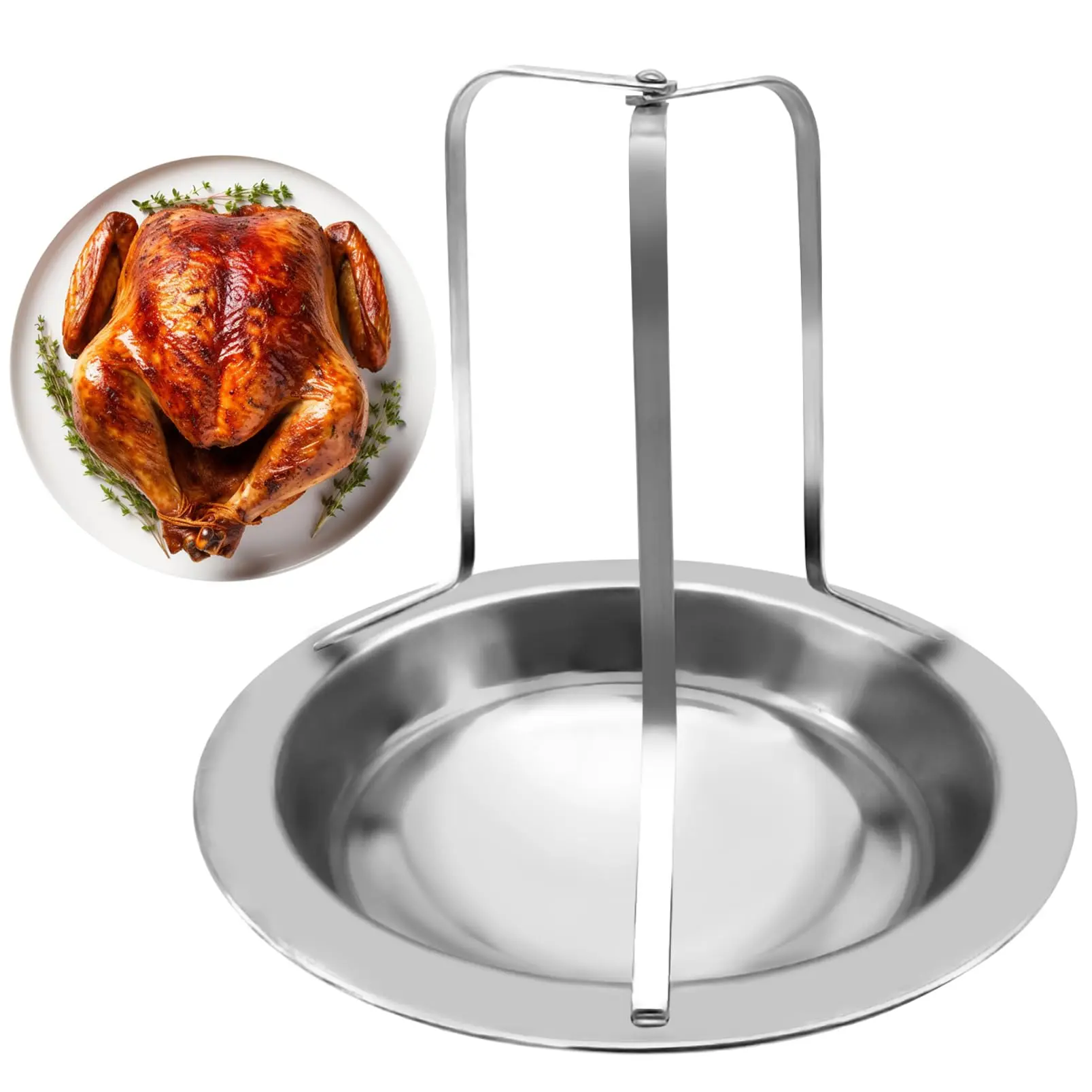 1 Pack Stainless Steel Chicken Roasting Rack, Vertical Standing Beer Can Chicken Holder, Multifunctional Portable BBQ Grill Basket for Outdoor Camping Cooking and Grilling