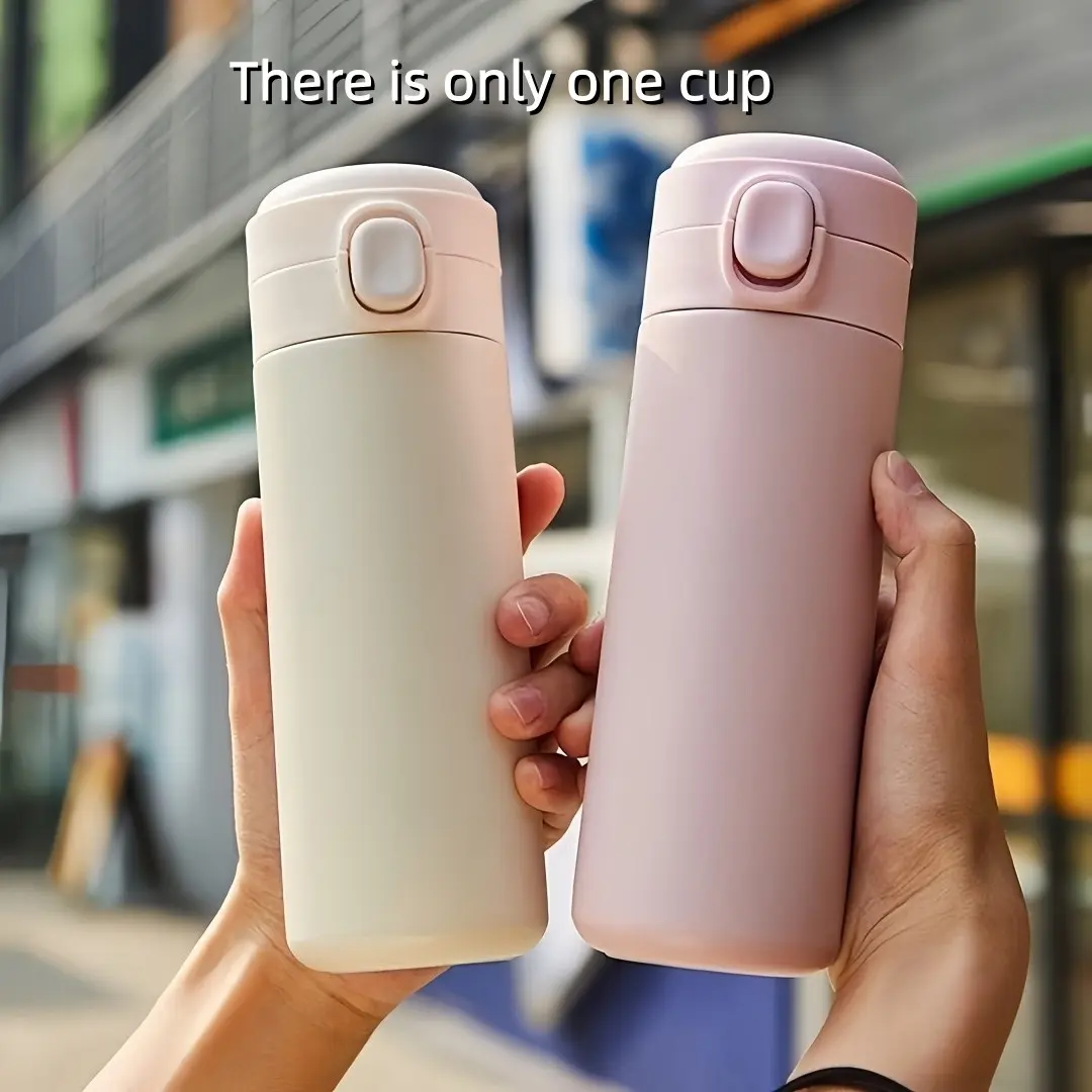 Modern Simple 304 Stainless Steel Small Bean Cup, Portable Bounce Lid Mini Water Bottle, Cute Insulated Student Travel Mug, Perfect Gift