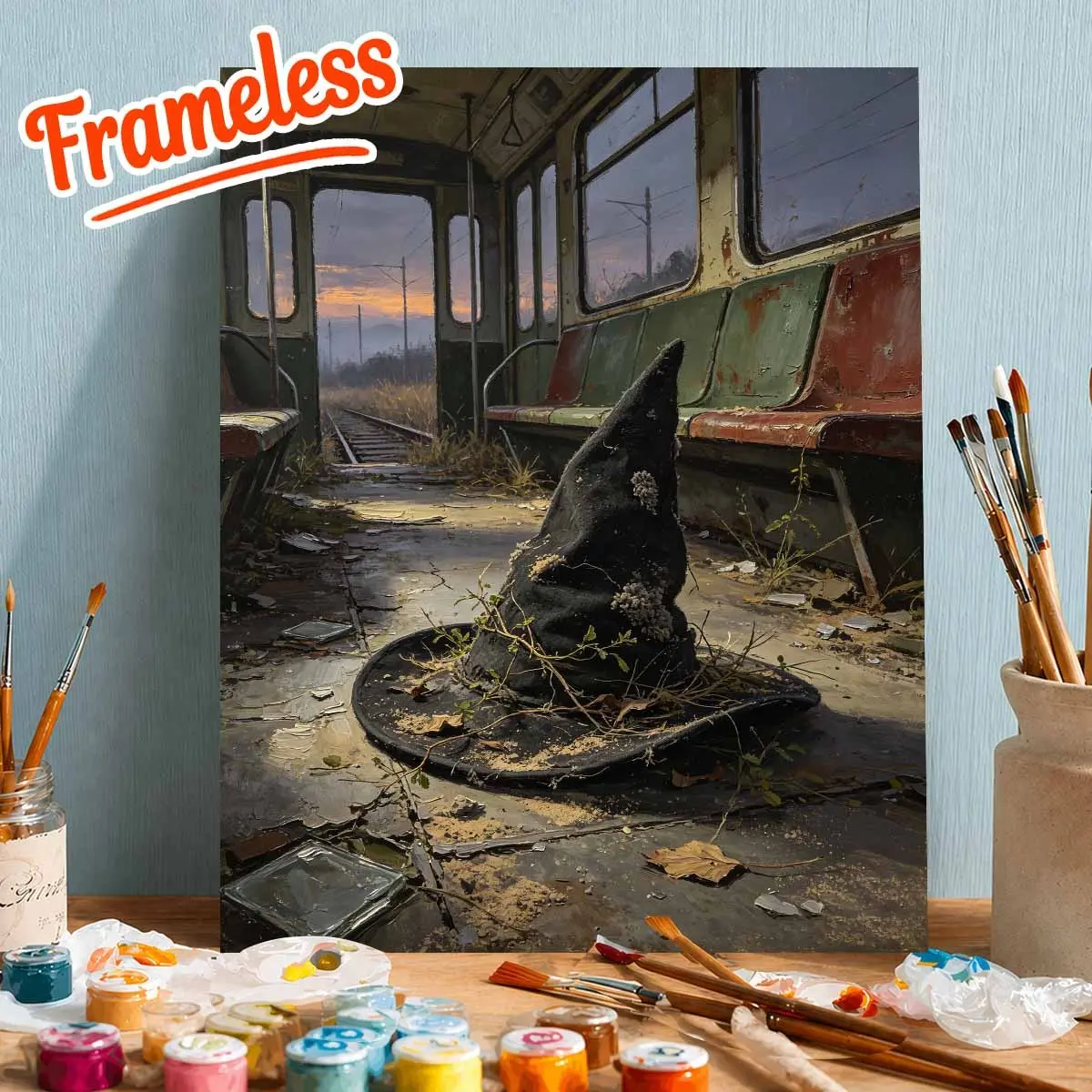 Professional Art Oil Painting Set, Magic Hat Pattern, Designed for Adult Beginners, Canvas Paint Kit, Unframed, Home Decor, Gift Idea