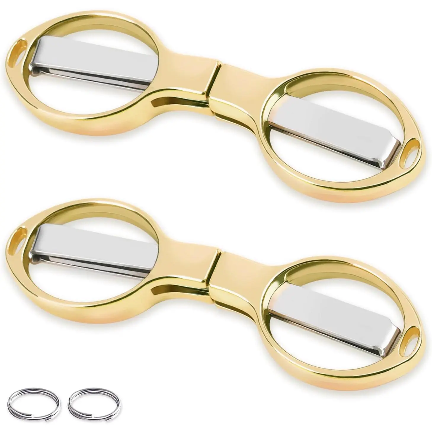 2 count Folding , Portable Travel Scissor,  for Men Glasses Shaped Mini Shear Telescopic , Anti Rust Stainless Steel  for Fishing Sewing  Office (Rose , )