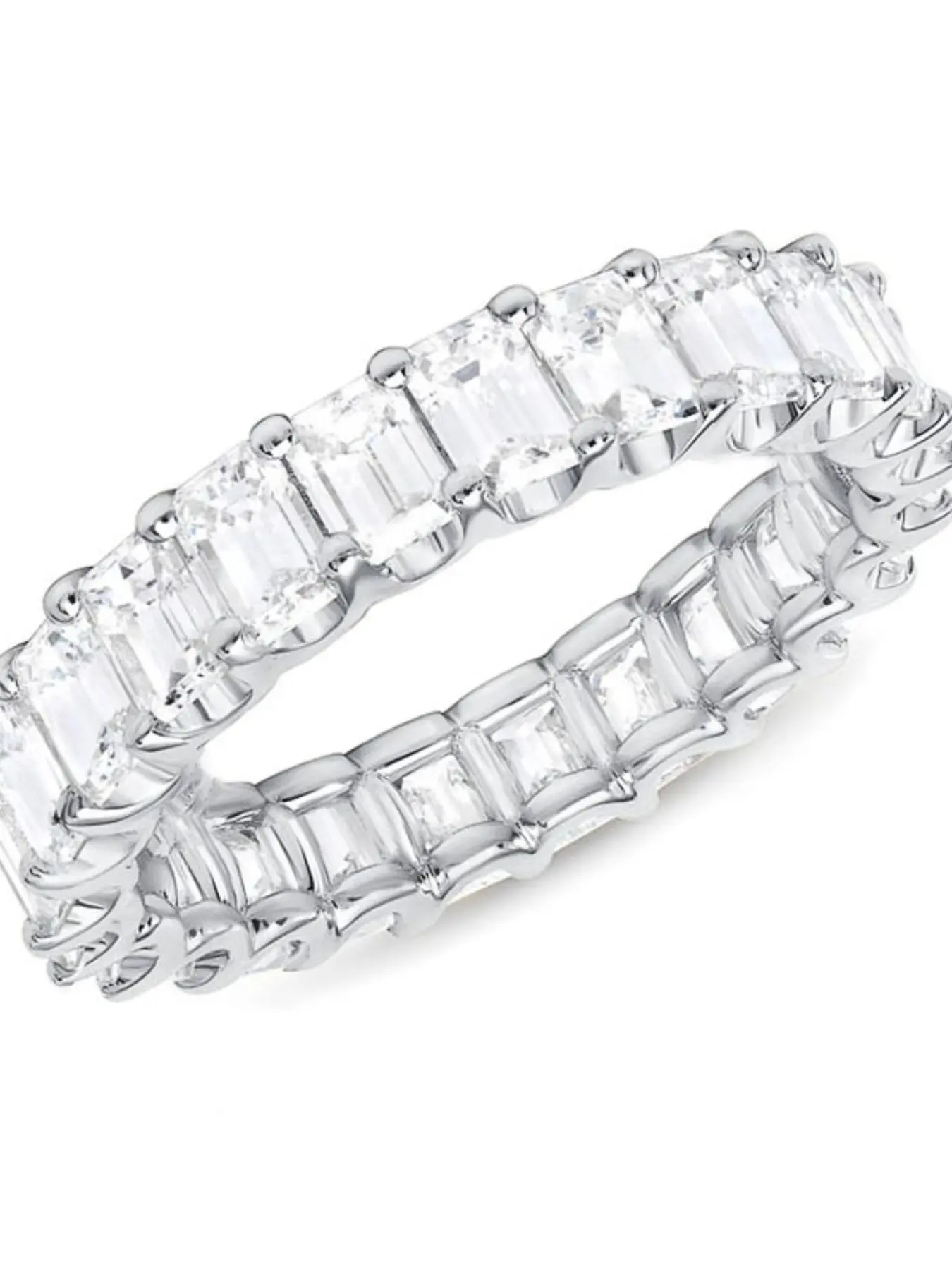 Rose gold full diamond row ring  Ice sugar square diamond eternal ring  Luxurious engagement stackable women's ring Bridal eternity ring