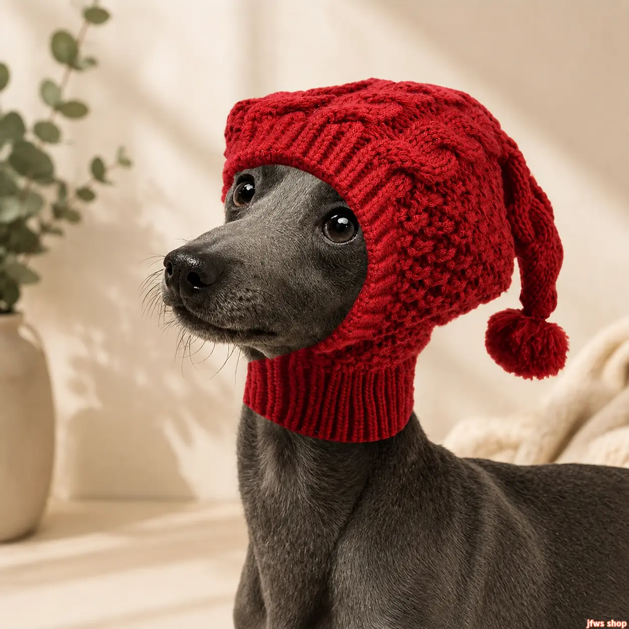 Pet Warm Knit Wool Hat for Whippet Italian Greyhound Cute Winter Dog Beanie Ear Warmer Windproof Outdoor Accessories for Small Medium Dogs