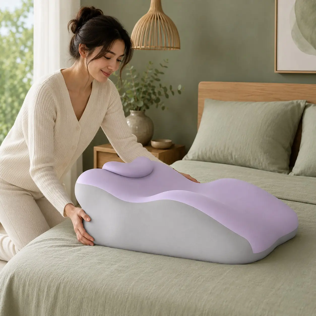 Double Person Home Relaxation Lumbar Support with Small Pillow, Multi-Angle Design, Washable Cover, Durable and Comfortable, Adxz-18