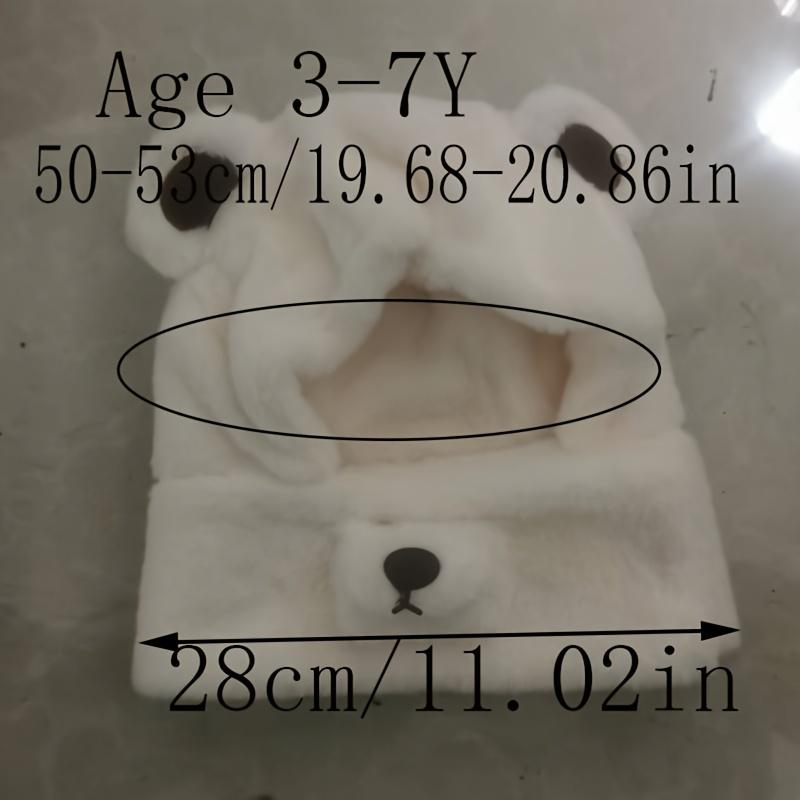 NewNewKids Cartoon Hooded Hat and Scarf Combo - Thickened Warm Ear Protection Skiing, Parties, Outdoor Activities - 100% Polyester Knit, Solid Color - Fits Ages 3-7