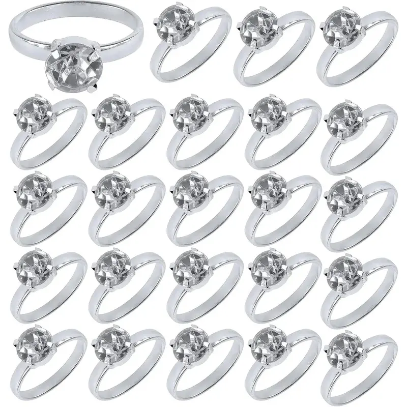 Rhinestone Faux Engagement Ring Kit - 12 Light-Up Festive Decor Prop for Wedding Table Scatter, Wall Accents, Cupcake Toppers (Home & Party Supplies)