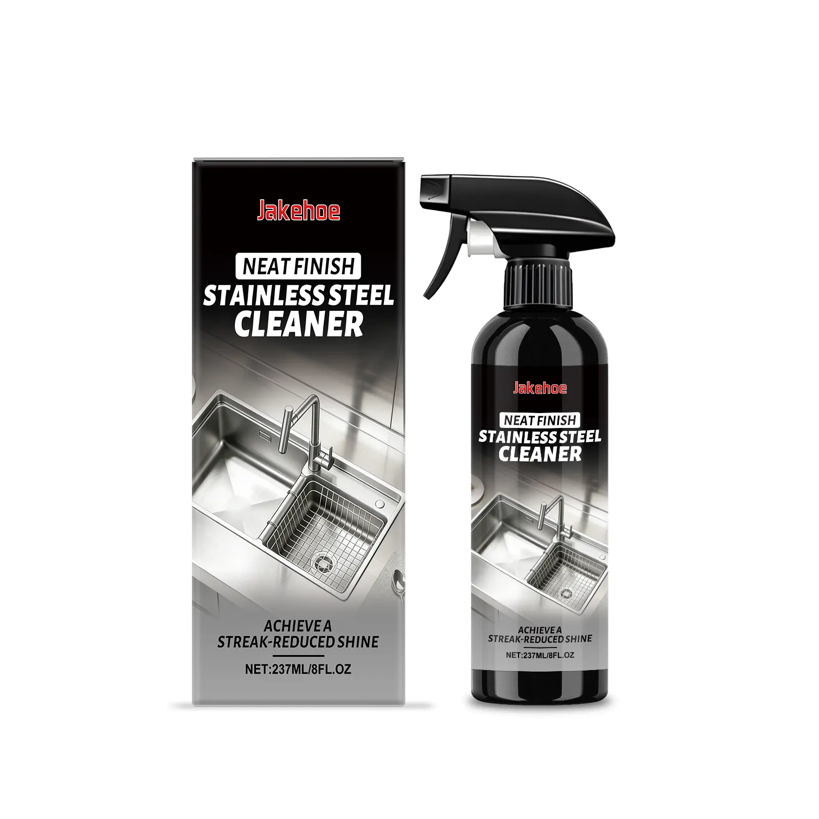 Jakehoe Stainless Steel Cleaner Spray - Household Kitchen Appliance, Sink Oil and Dirt Remover for Daily Use and Refurbishment