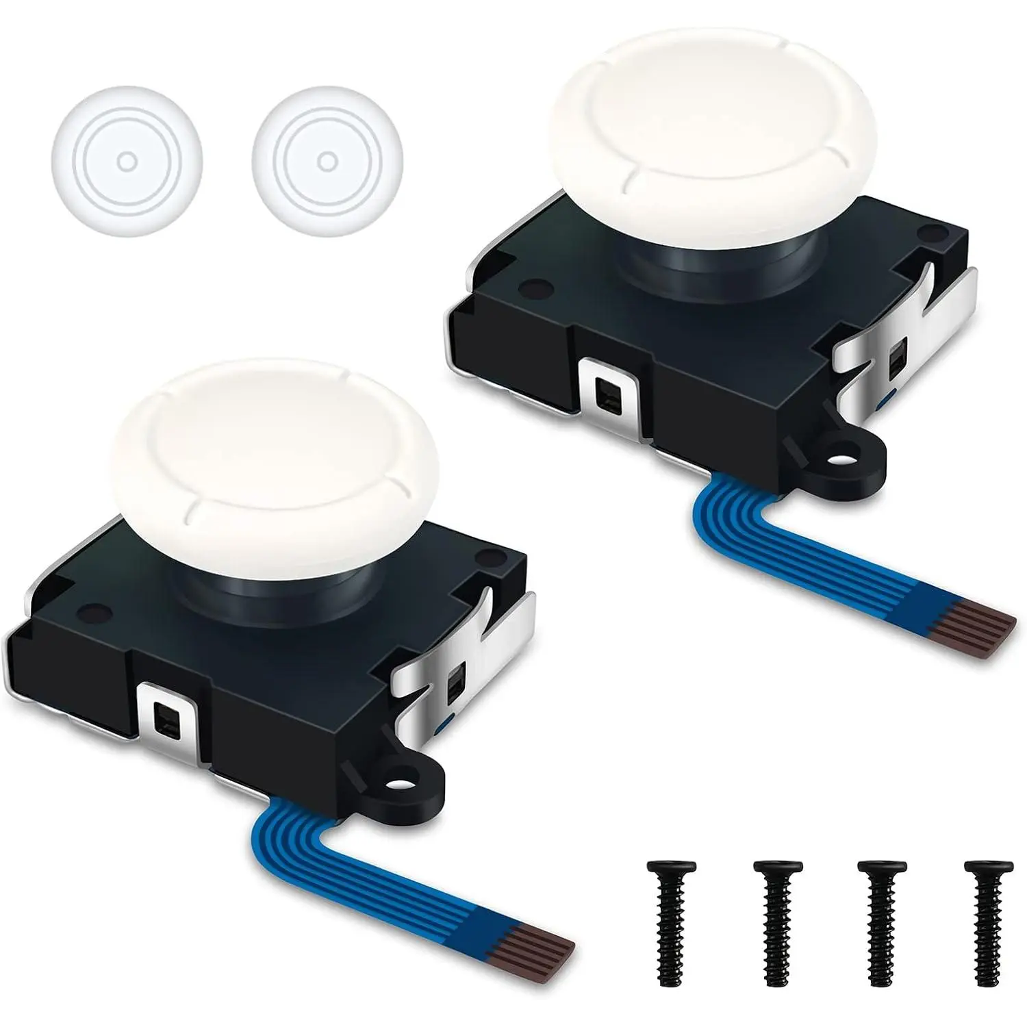 Analog Joystick  Left/Right Repair Kit | Thumb Sticks Sensor with 4 “Y” Screws for  Controller NS Lite Console - 2 Pack (White)