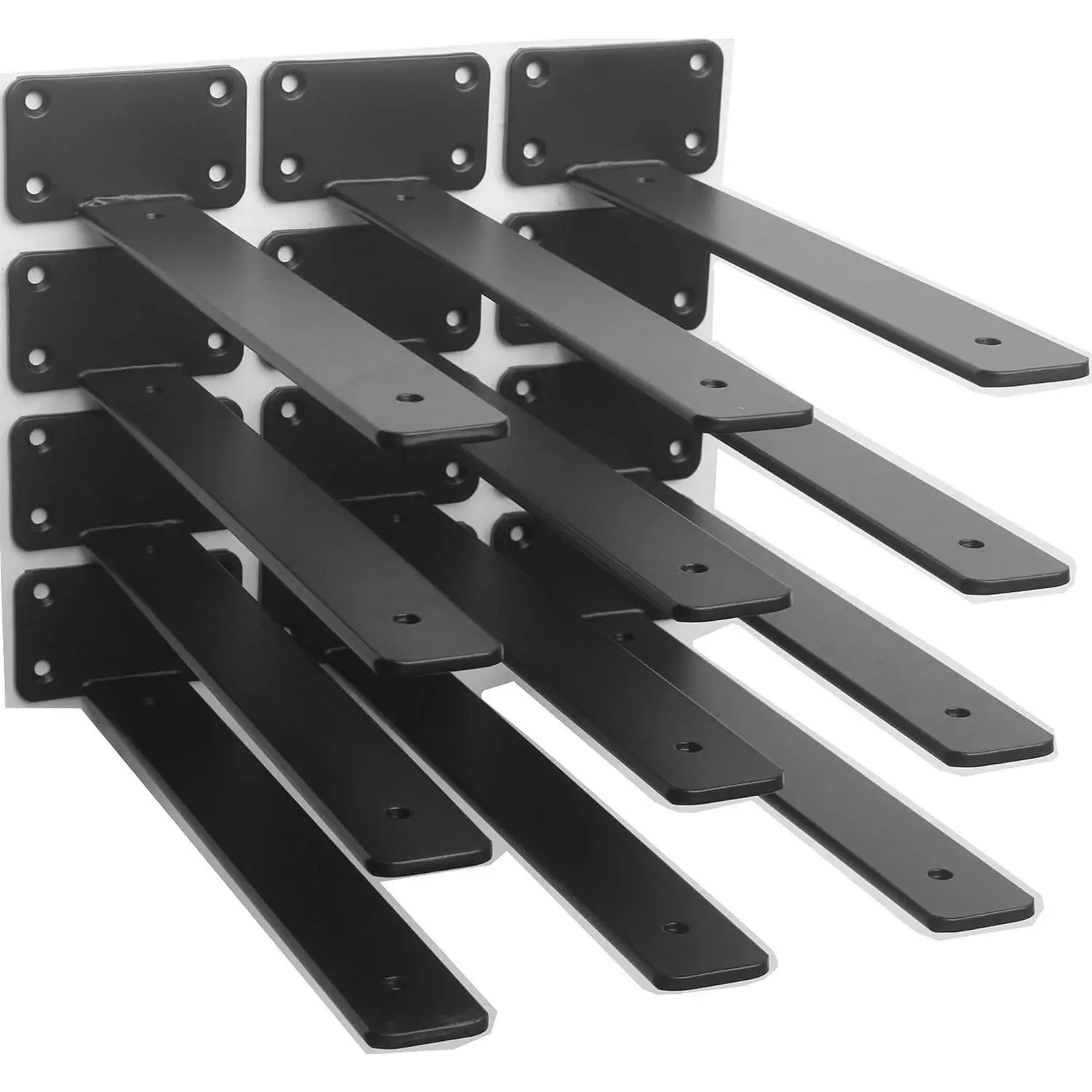 12 Pack 10 inch Black Hidden L Shelf Brackets 1/5 Inch Thick Iron Floating Shelf Supports Rustic Industrial Metal BracketsGift