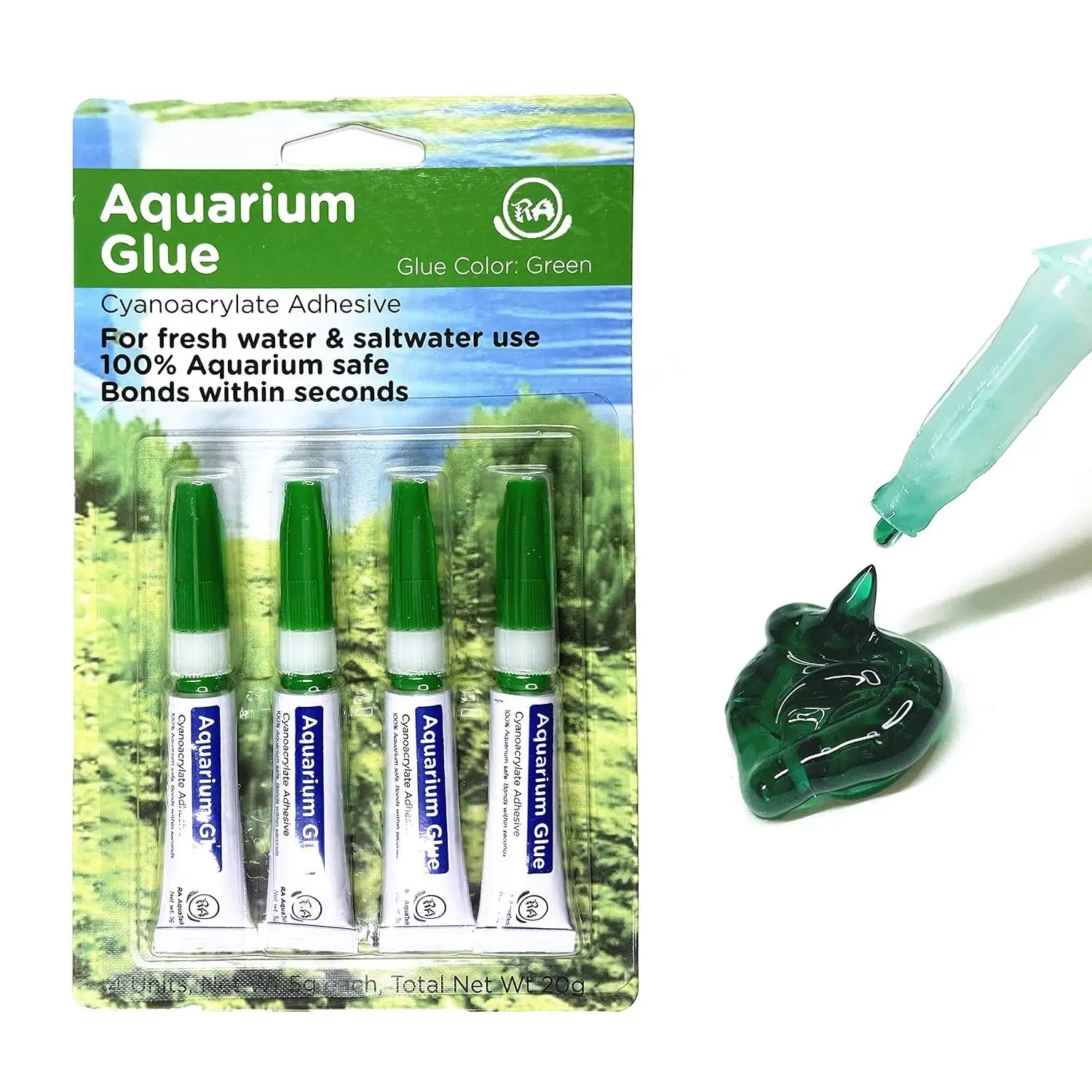 Aquarium Glue Green for  Moss Aquascaping  Aquarium Safe (4pcs Pack)