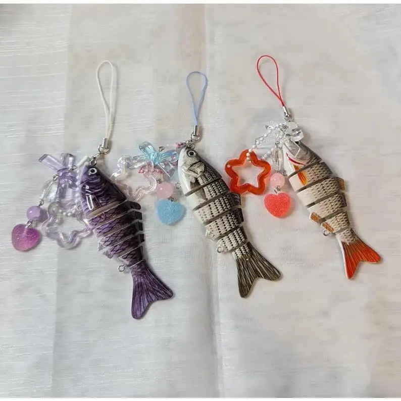 Handmade Glass Fish Pattern Keychains - Cute Fashion Costume Jewelry Accessories for Daily Use, Handcrafted Art Keychains