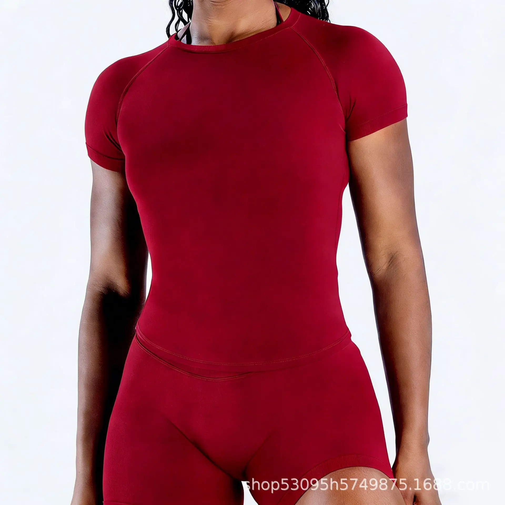 Multi-Size Nylon Blend Seamless Yoga Top - Breathable, Quick-Dry, Tummy Control, Comfortable Yoga Running Outdoor Sportswear