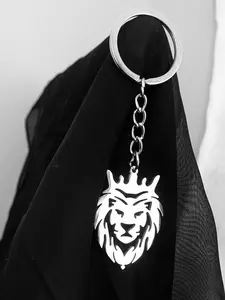 Stainless Steel Lion Head Keychain, Bold Crown Lion Car Key Holder, Creative Anti-Loss Key Chain, Unisex Accessory, Perfect Gift
