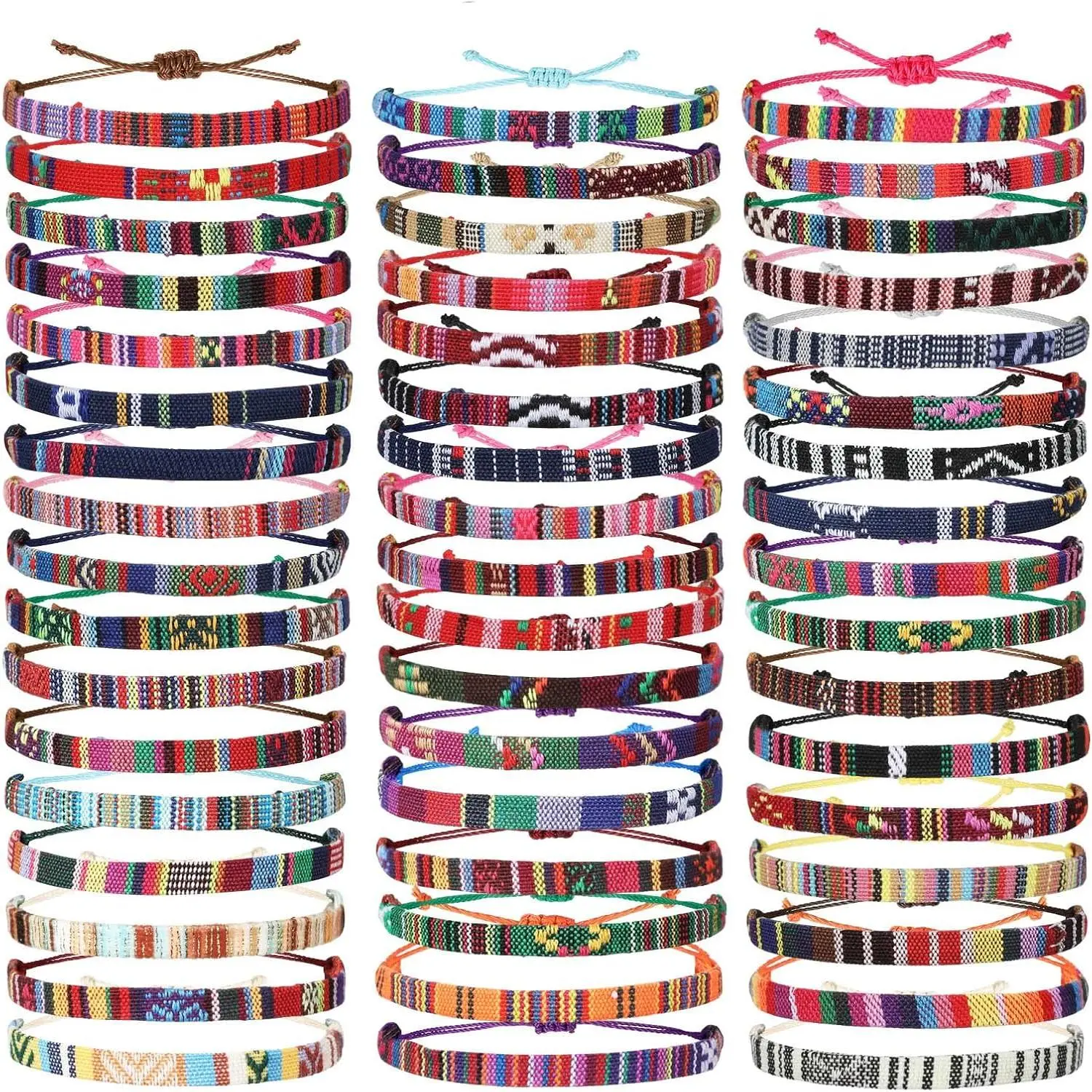 50 count Boho Surfer Bracelet for Men Women Summer Beach Anklet Bracelet  Braided Bracelets  Adjustable Bracelets Colorful Thin String Rope  for Festival Accessories