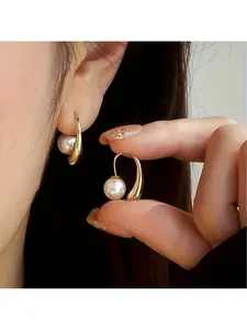 1pair Waterdrop ear hook, 18K gold plated earrings, fade-resistant, comfortable to wear and versatile, simple and elegant, high-quality fashion earrings, suitable for daily wear or parties, jewelry accessories, gift for ladies' earrings.