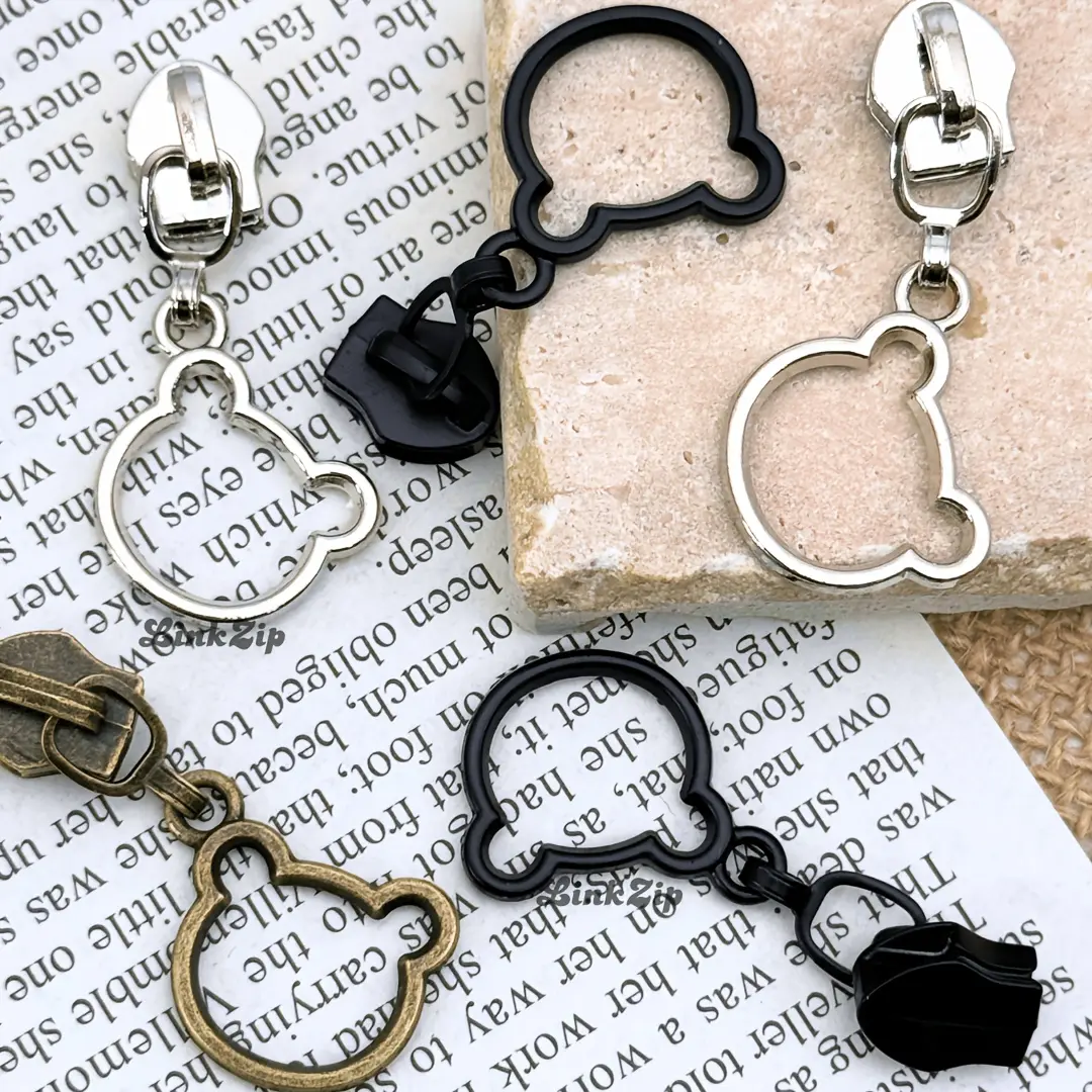 5pcs #5 Nylon Bear Zipper Pulls with Metal Pull Tabs, Detachable Replacement Zipper Sliders, Suitable for Down Jackets, Bags, Shoes and Small-Hole Zippers; These Zipper Charms Can Serve as Substitutes for Zipper Sliders and Pendants