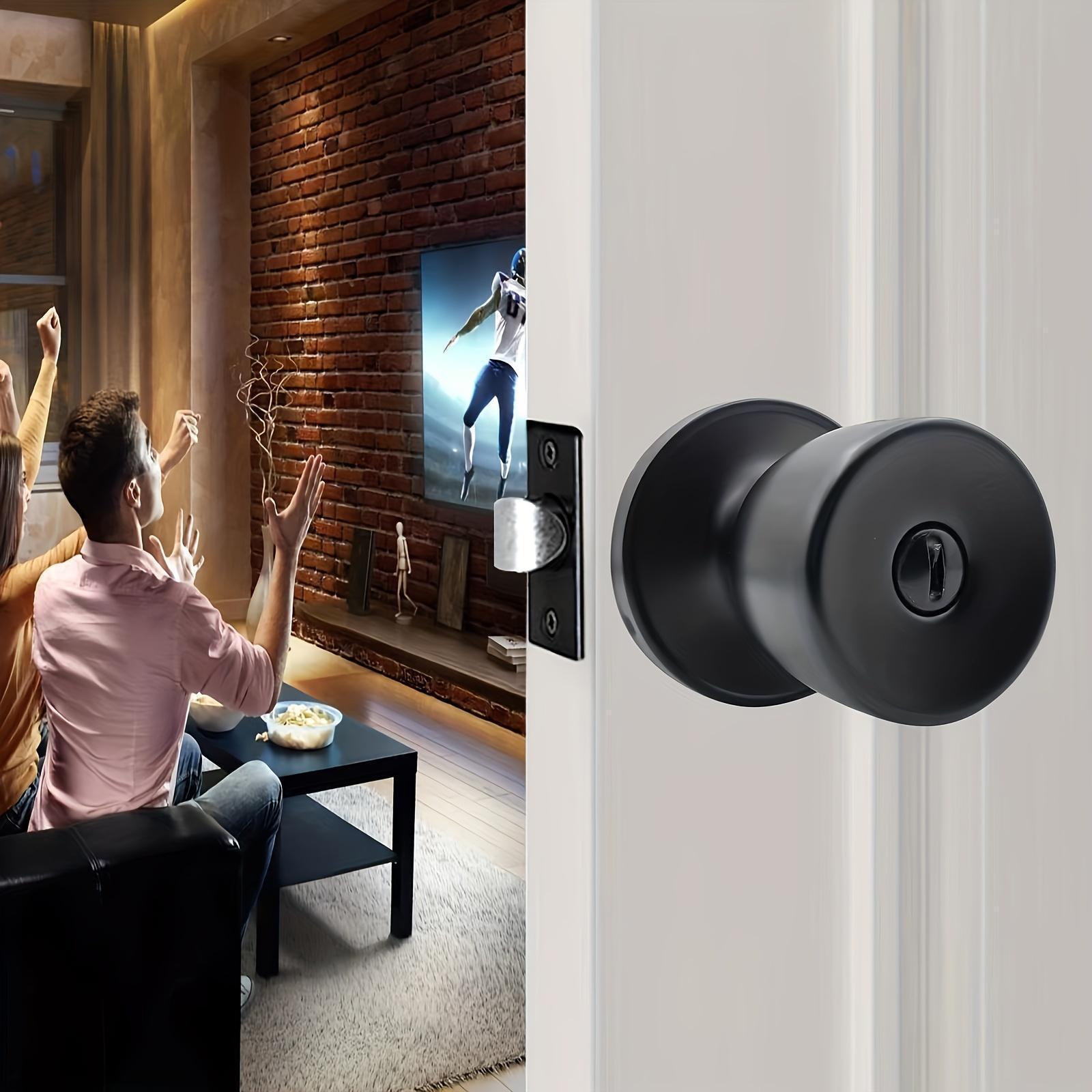 Door Knob with Lock and Key, Round Ball Lock Interior/Exterior Door Knob, Door Hardware for Bedroom Or Bathroom