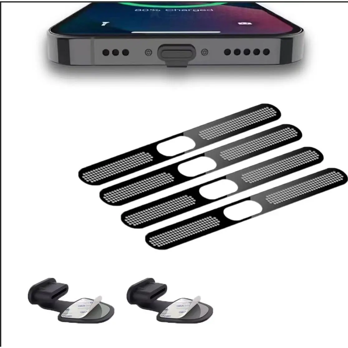 Metal Dust Covers & USB-C Dust Plugs Bundle with Cleaning Kit for iPhone 16 Series, 4-Pack Smartphone Protection Accessories, 2-Pack Type-C Charging Port Protector Caps