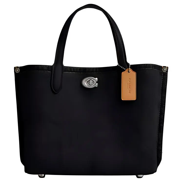 COACH Willow 24 Magnetic Snap Denim Crossbody Handbag for Women, Medium Size, Black